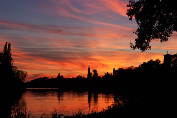 Abendrot an der Kinzigmündung