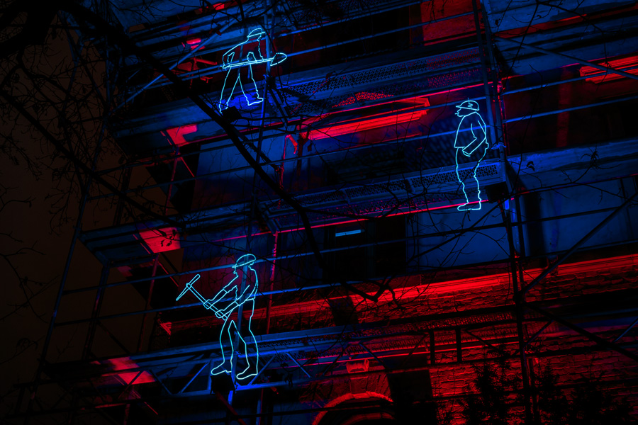 Winterlichter 2017/2018 - Illuminiertes Gerüst am Verwaltungsbau