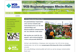 Webseite der VCD Regionalgruppe Rhein-Main
